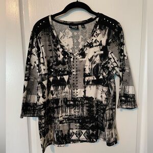 Onque Casuals Monochrome Geometric Blouse